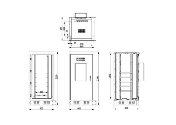 Armoire de télécommunications extérieure anti-corrosion 40U IP55 avec entretien de la porte d'entrée AC