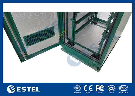Cabinet de télécommunications extérieur de 19' couleur verte avec climatiseur et ventilateur de 500W